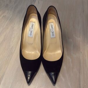 Authentic Jimmy Choo black suede 85mm